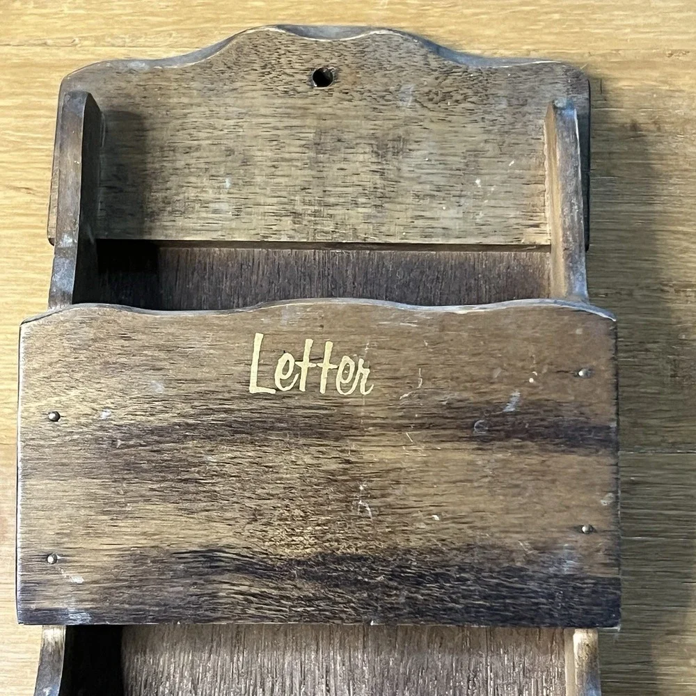 Vintage Letter File Holder Wall Mount Mail Organizer Eagle Japan Rustic Decor